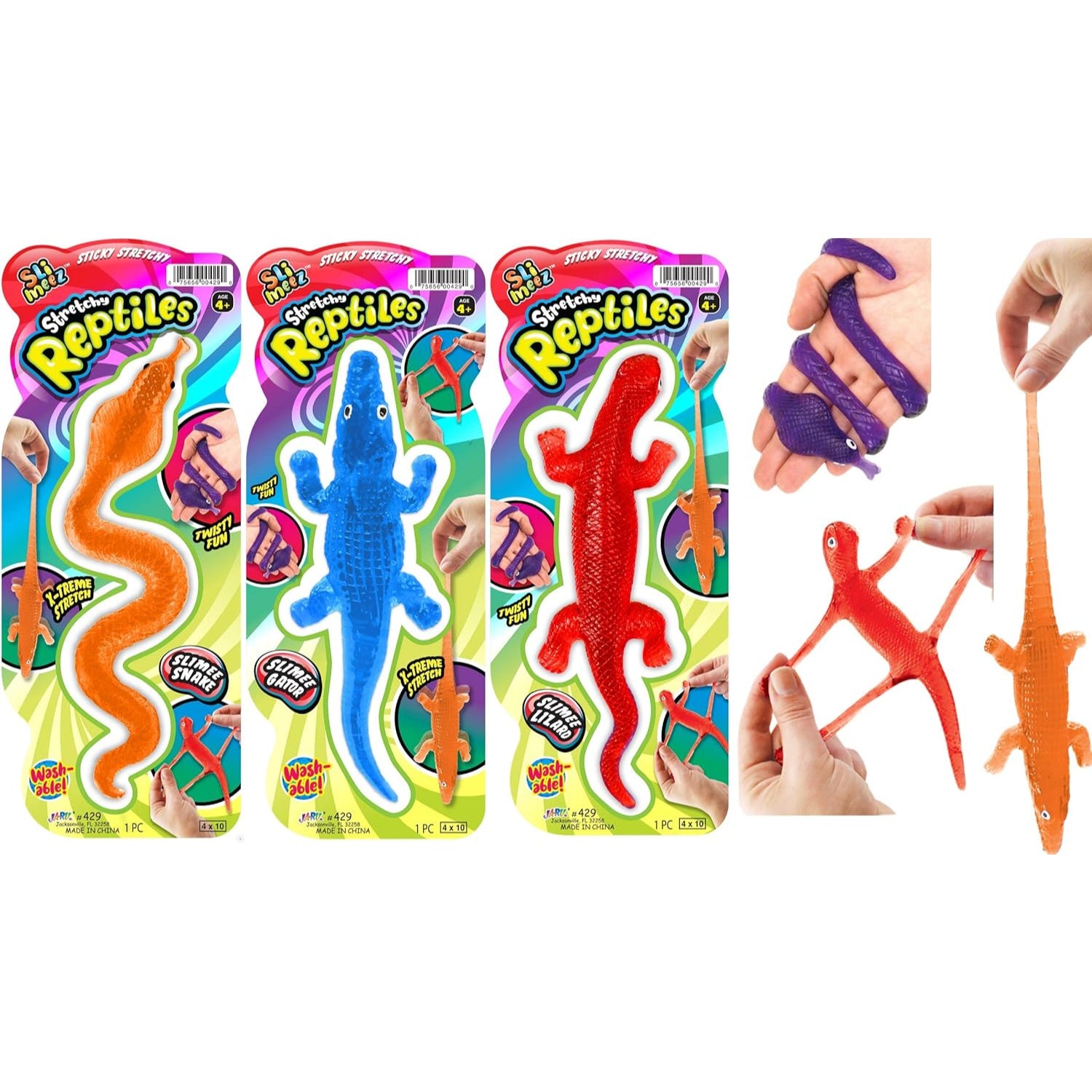 Ja-Ru Sticky Stretchy Reptile, Color May Vary (1 Reptile)