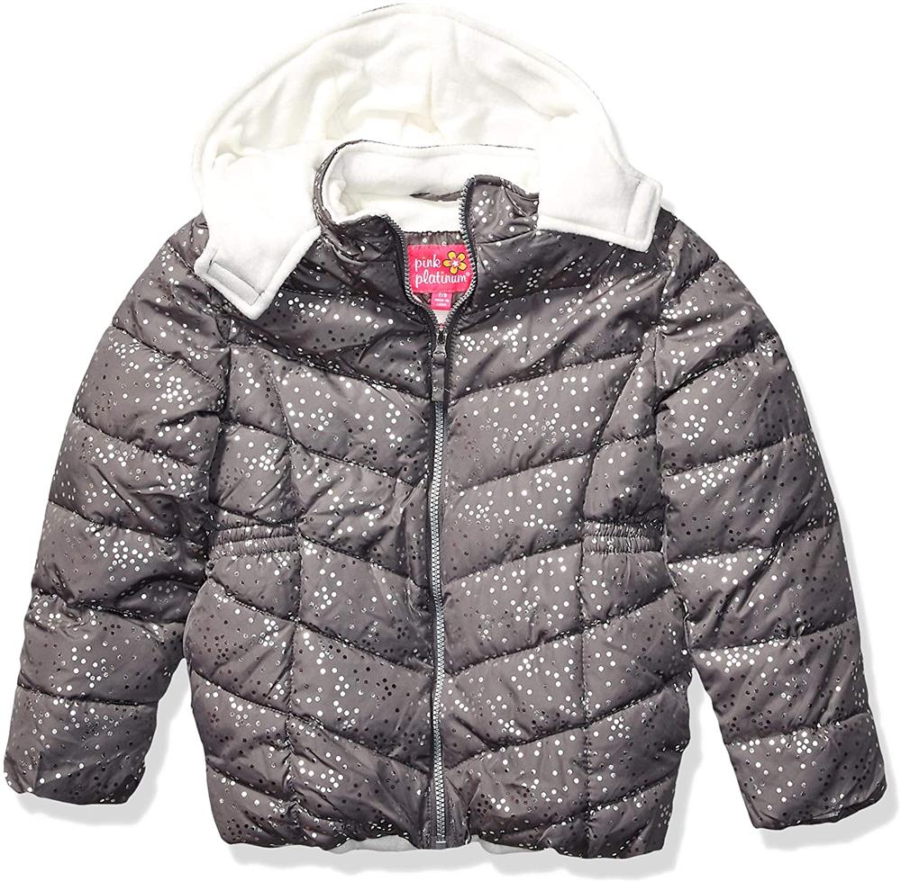 Pink Platinum Girls Foil Puffer Jacket