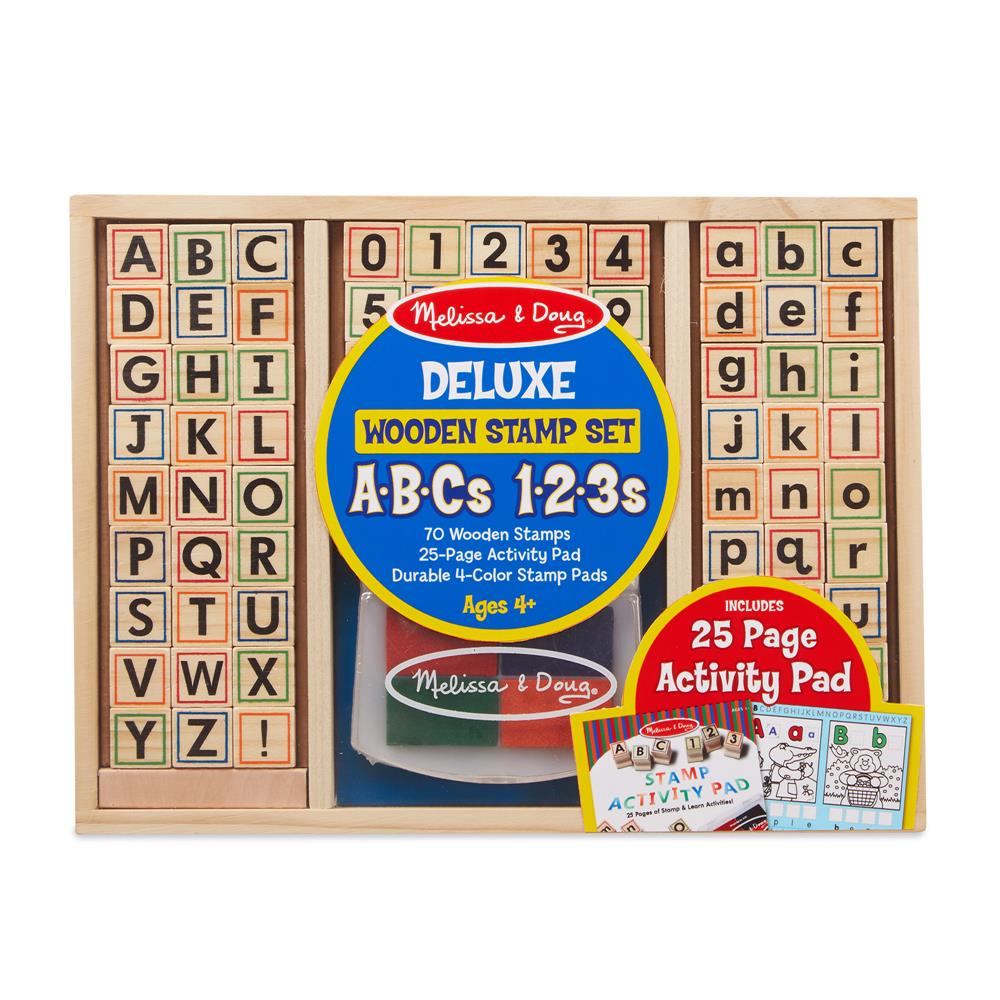 Melissa and Doug Deluxe Wooden Stamp Set - ABCs 123s