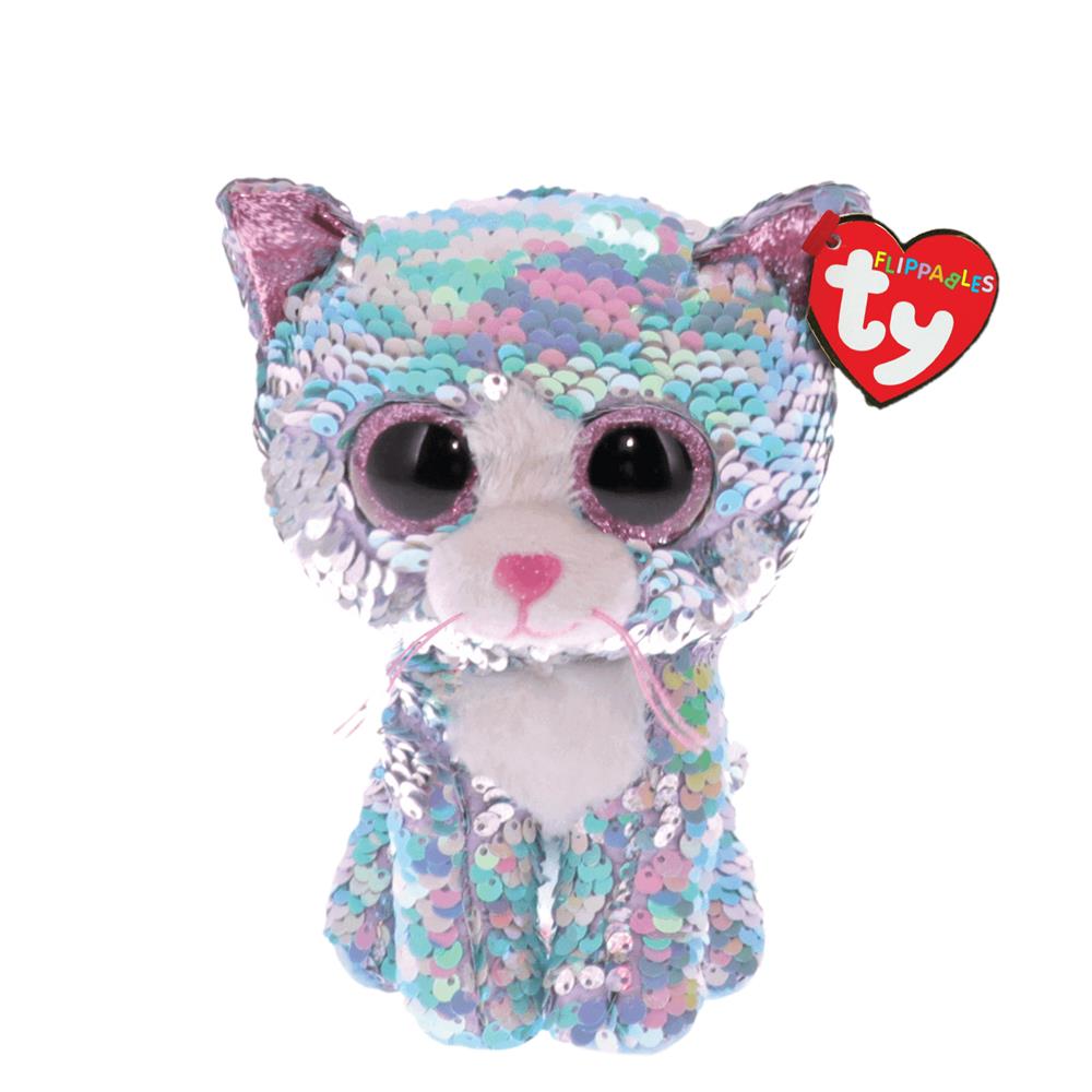 TY Whimsy Reversible Sequin Blue Cat