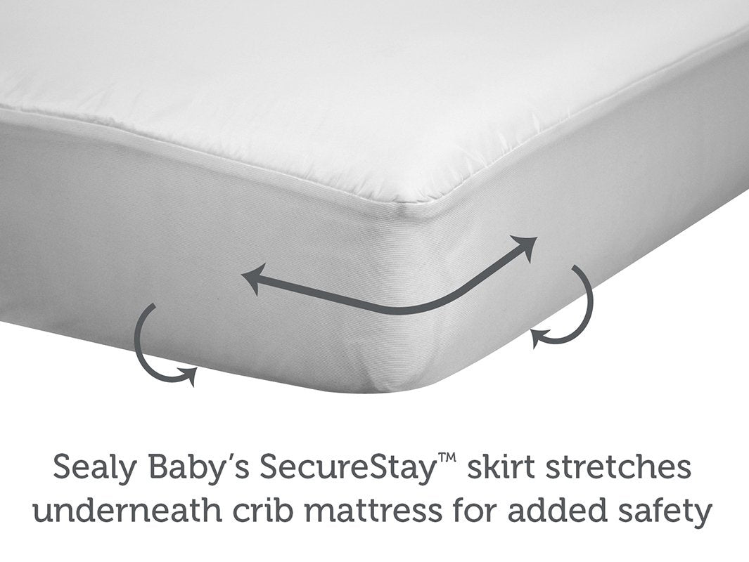 Sealy Baby Allergy Protection Plus Waterproof Fitted Crib Mattress Pad Cover/Protector, 52” x 28”