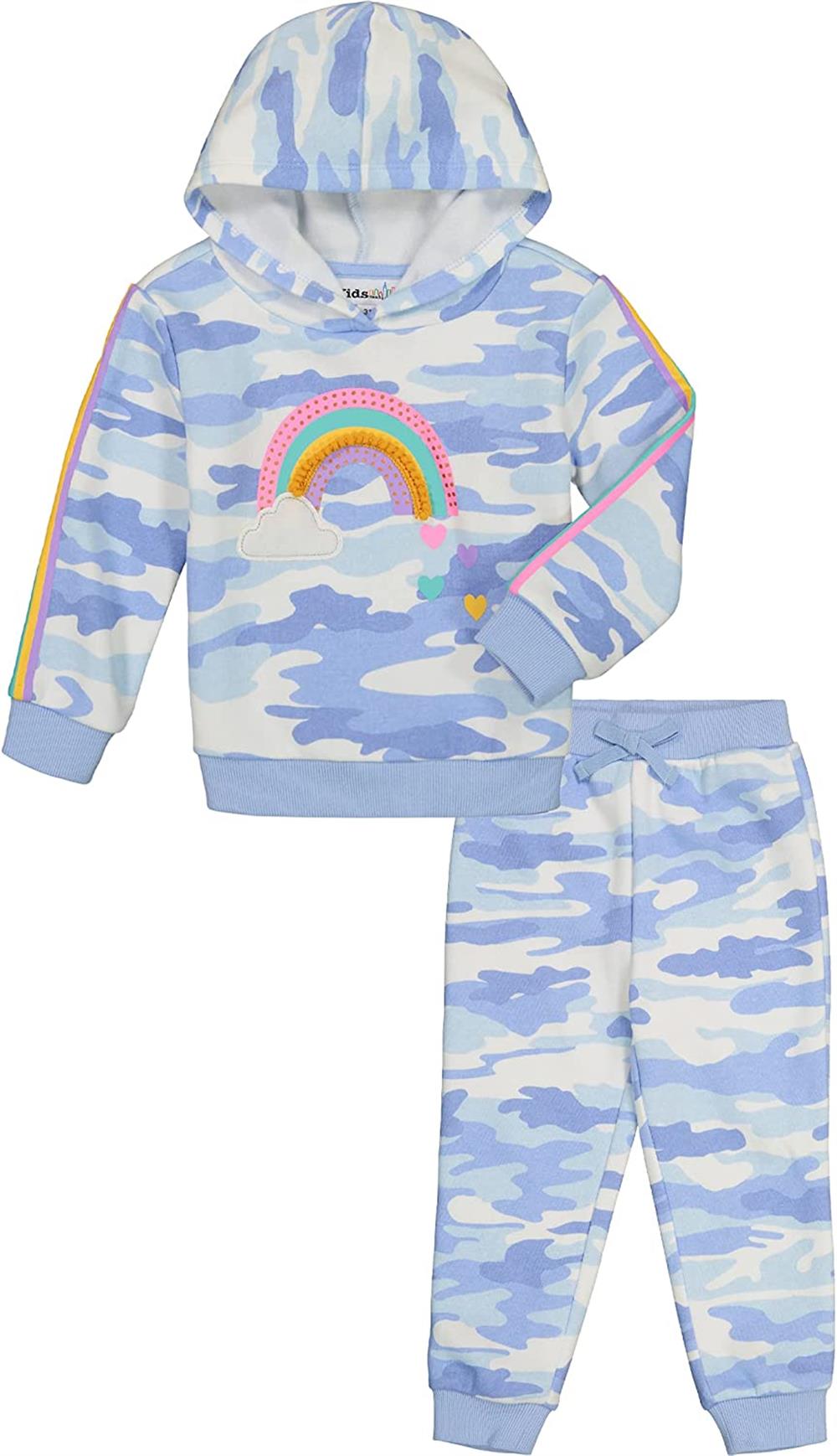 Kids Headquarters Girls Camo Rainbow Hooded Jog Set