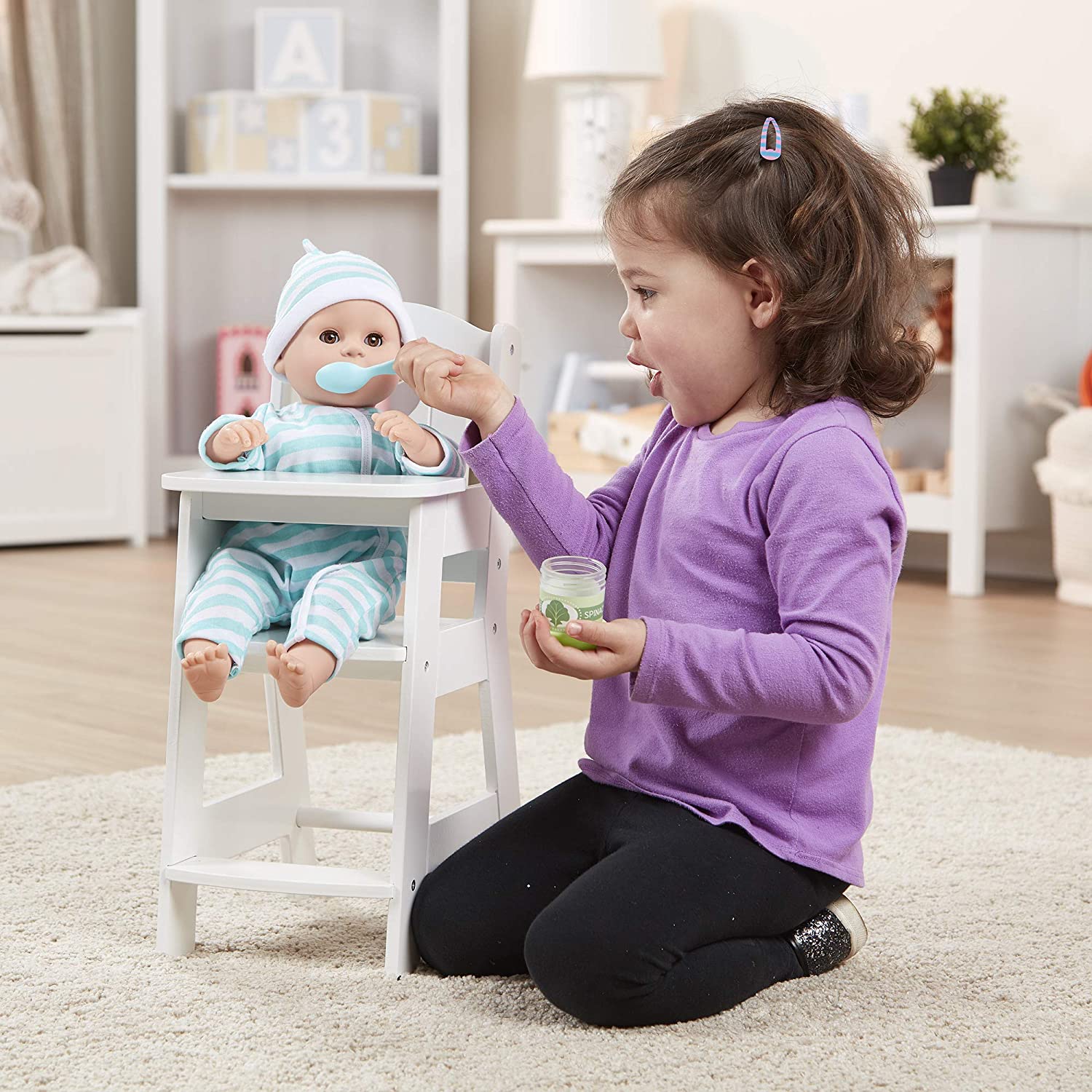 Melissa and Doug Mine to Love Wooden Play High Chair for Dolls