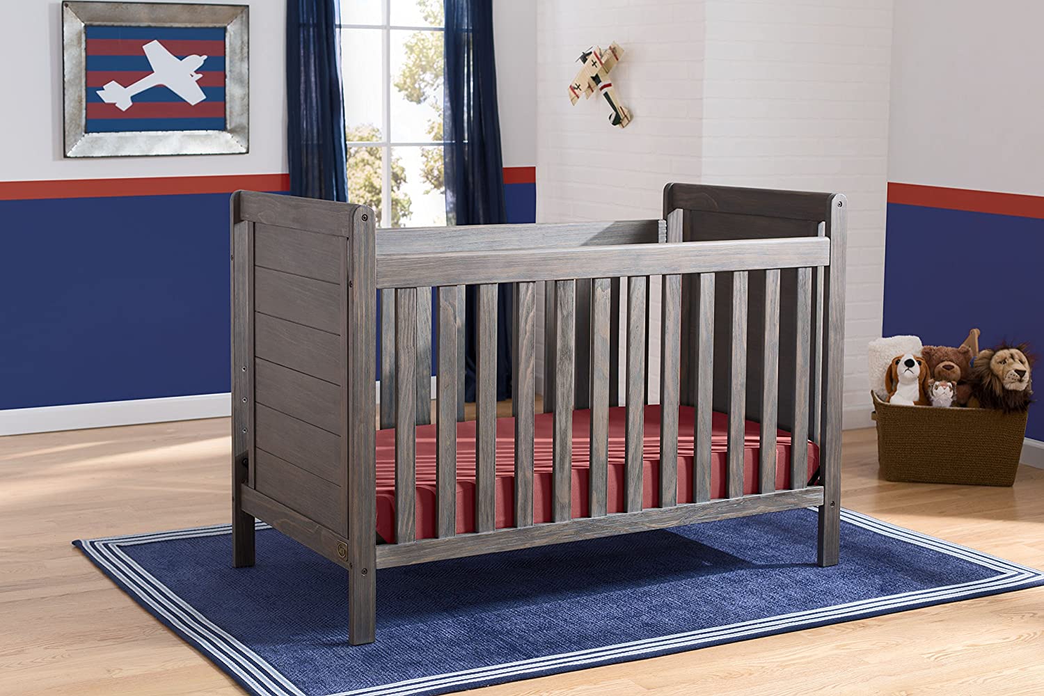 Serta Cali 4-in-1 Convertible Baby Crib, Rustic Grey