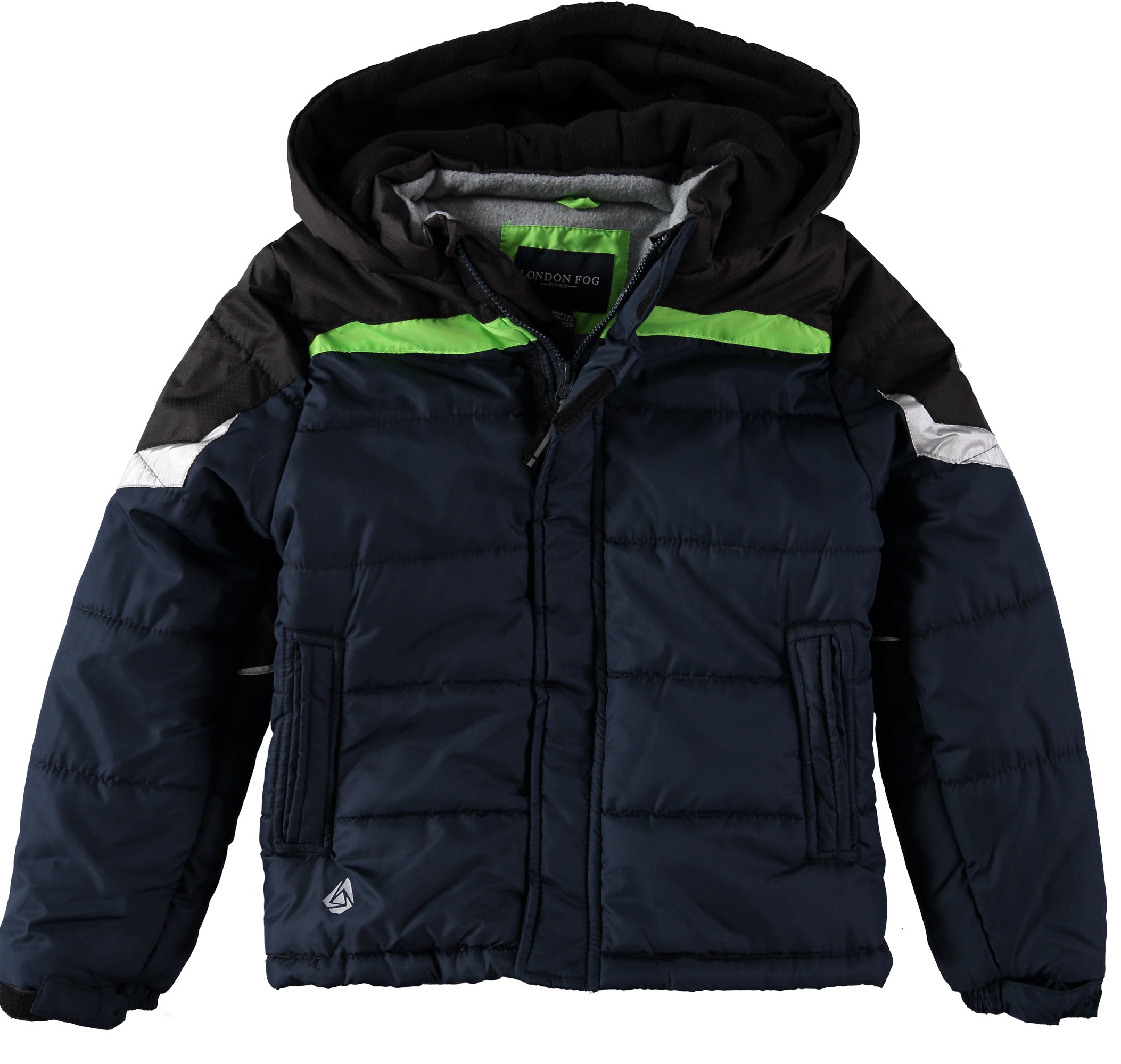 London Fog Boys 8-20 Pieced Colorblock Puffer Jacket with Hat