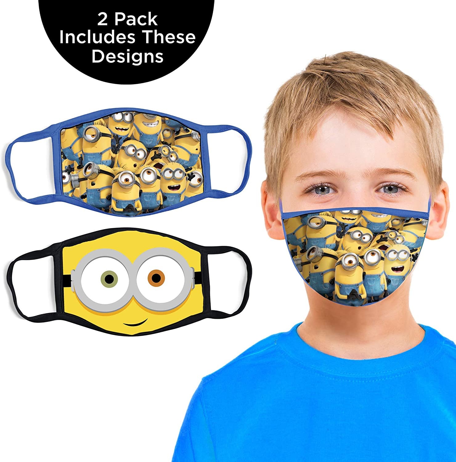 Illumination Entertainment Minions Reusable Fabric Face Covers for Kids - 2 Pack