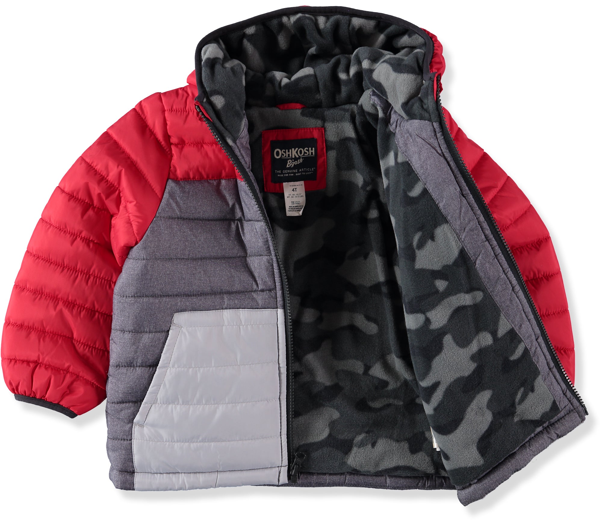 Osh Kosh Boys 4-7 Colorblock Bubble Jacket