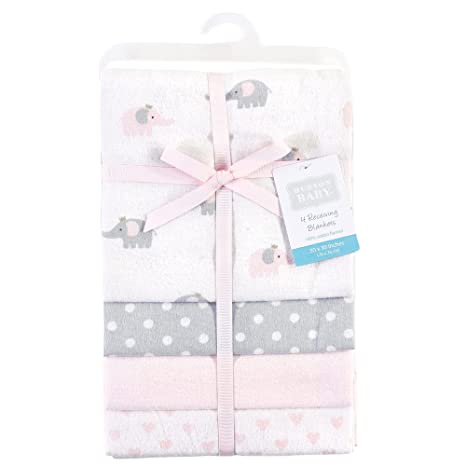 Hudson Baby 4 Pack Cotton Flannel Receiving Blankets