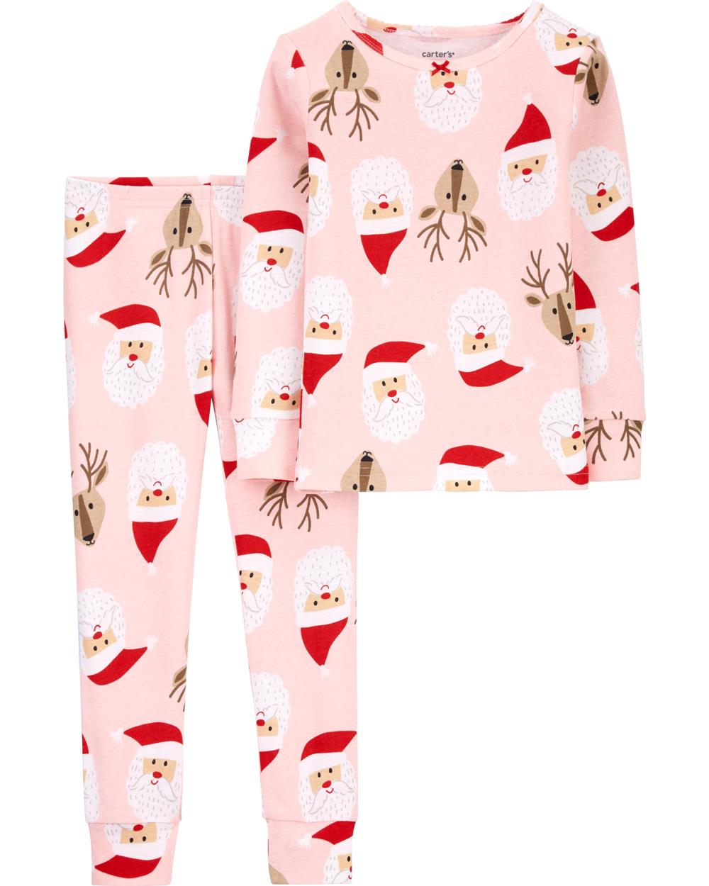 Carters Girls 4-7 2-Piece Santa Cotton Pajama Set