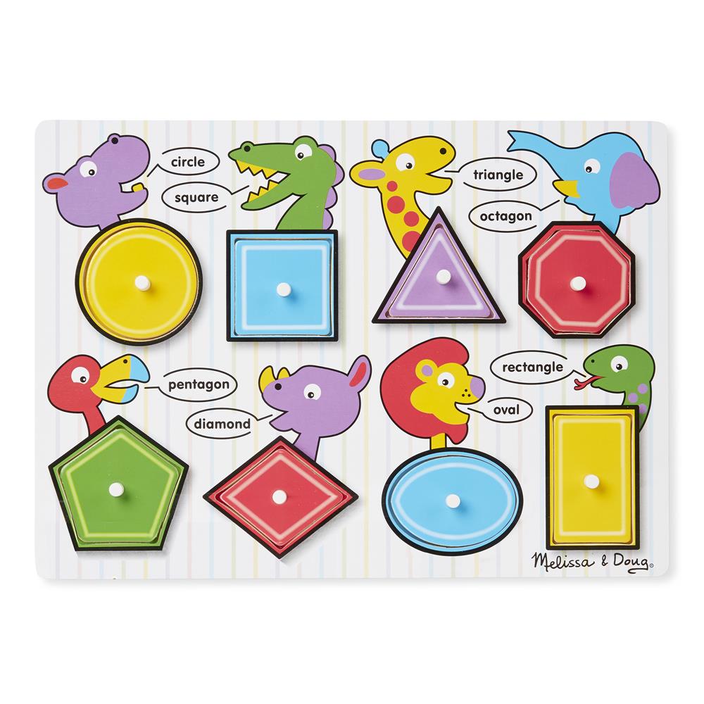 Melissa and Doug Shapes Peg Puzzle - 8 Pieces