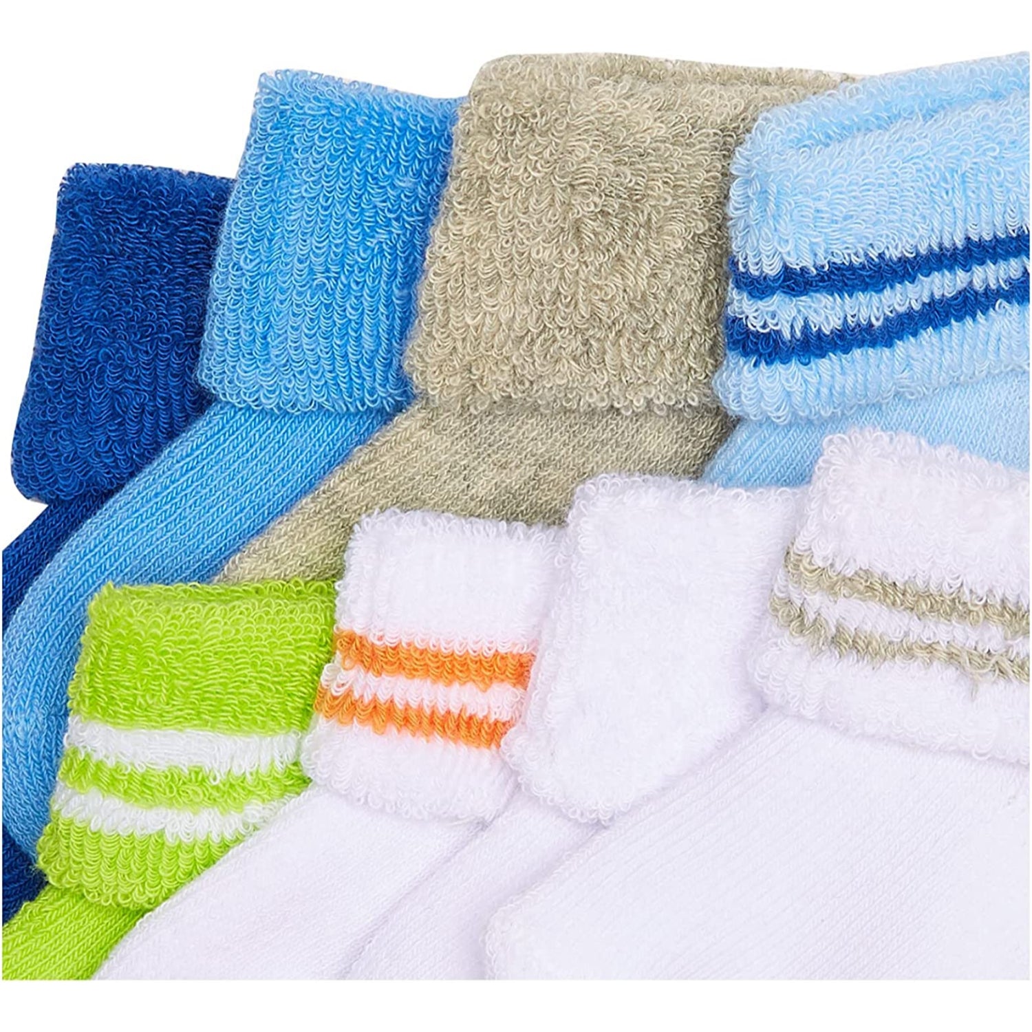 Luvable Friends Newborn Baby Boys 8 Pack Cotton Terry Socks