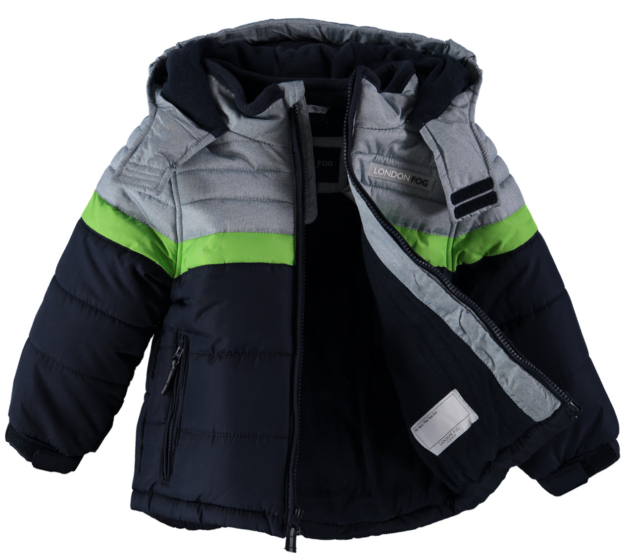 London Fog Boys 4-7 Colorblock Puffer Jacket with Fleece Hat