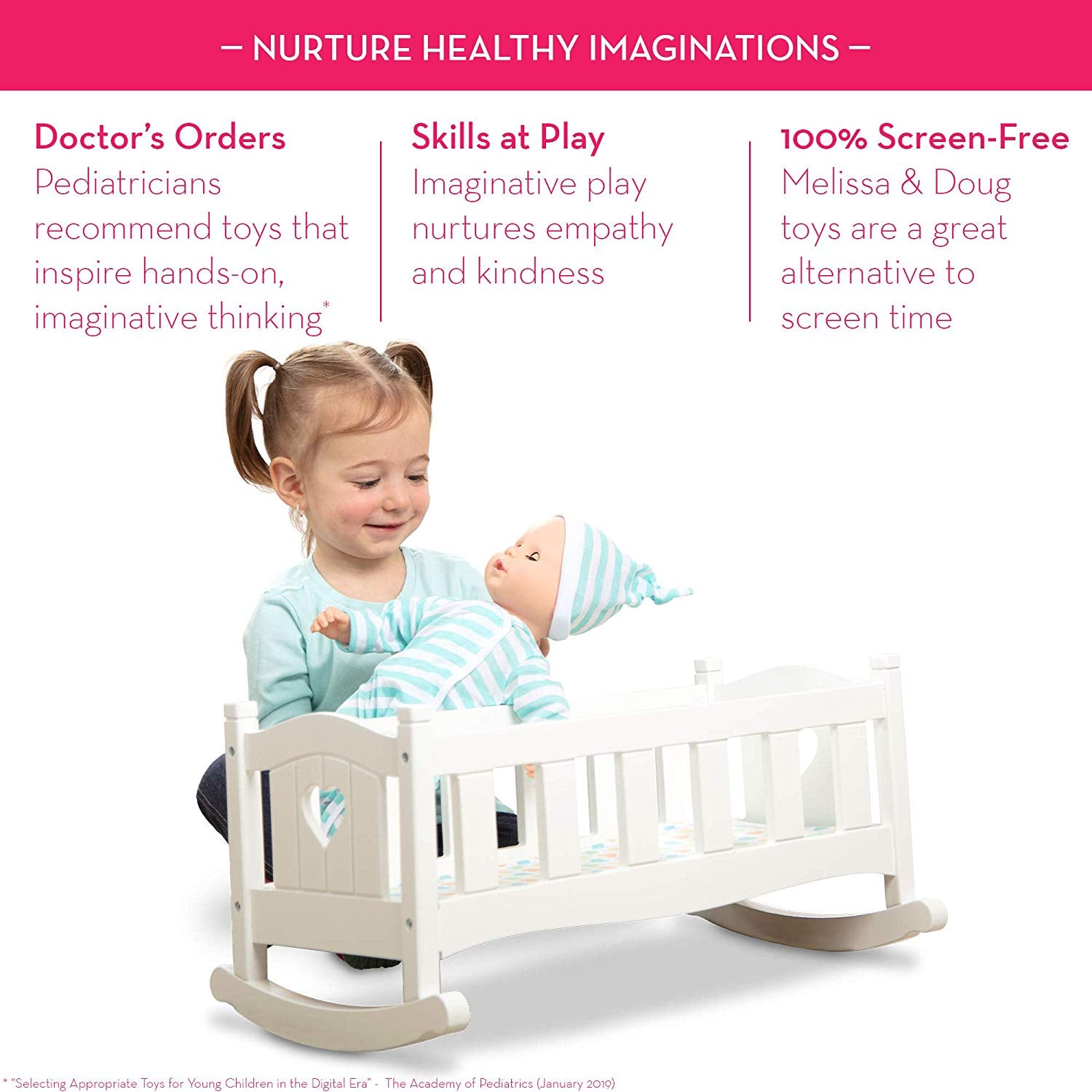 Melissa and Doug Mine to Love Wooden Play Cradle for Dolls