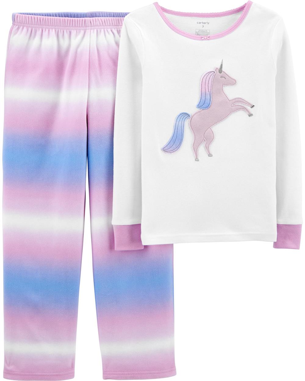 Carters Girls 2T-4T Unicorn Microfleece Pajama Set