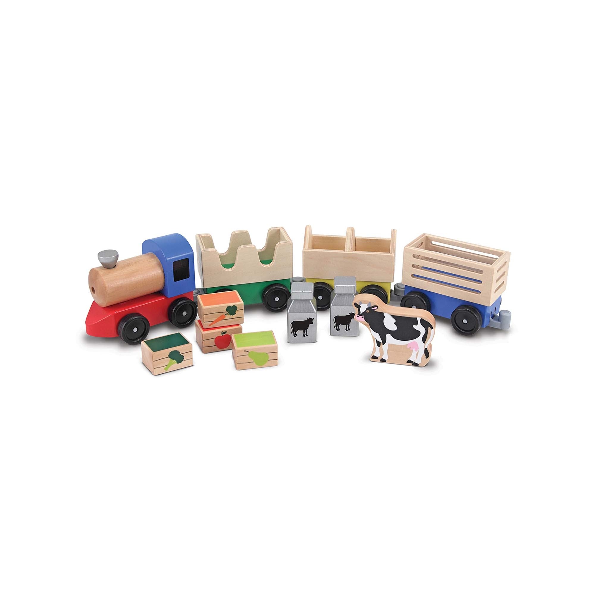 Melissa and Doug Wooden Farm Train Toy Set