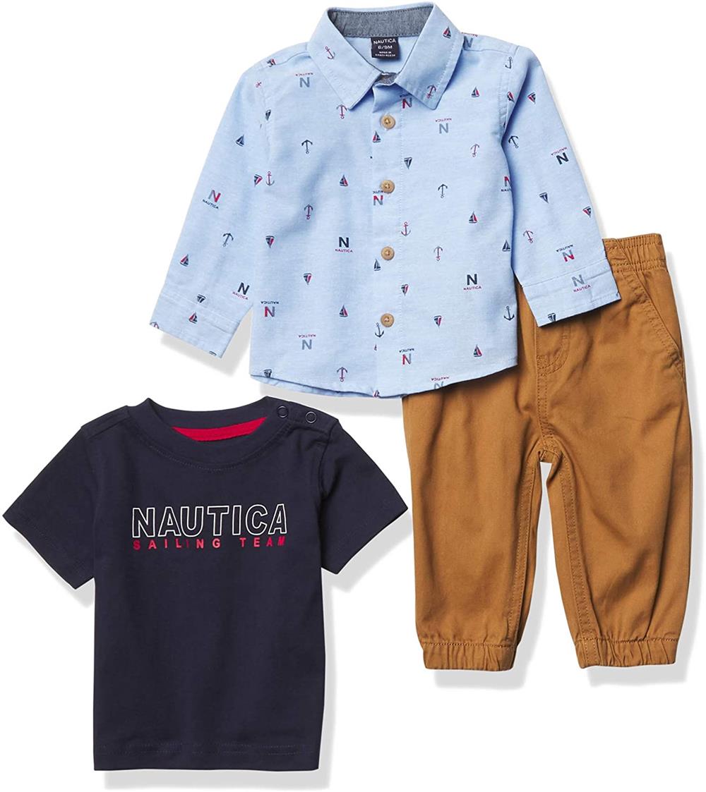 Nautica Boys 12-24 Months 3-Piece Anchor Woven Jogger Set