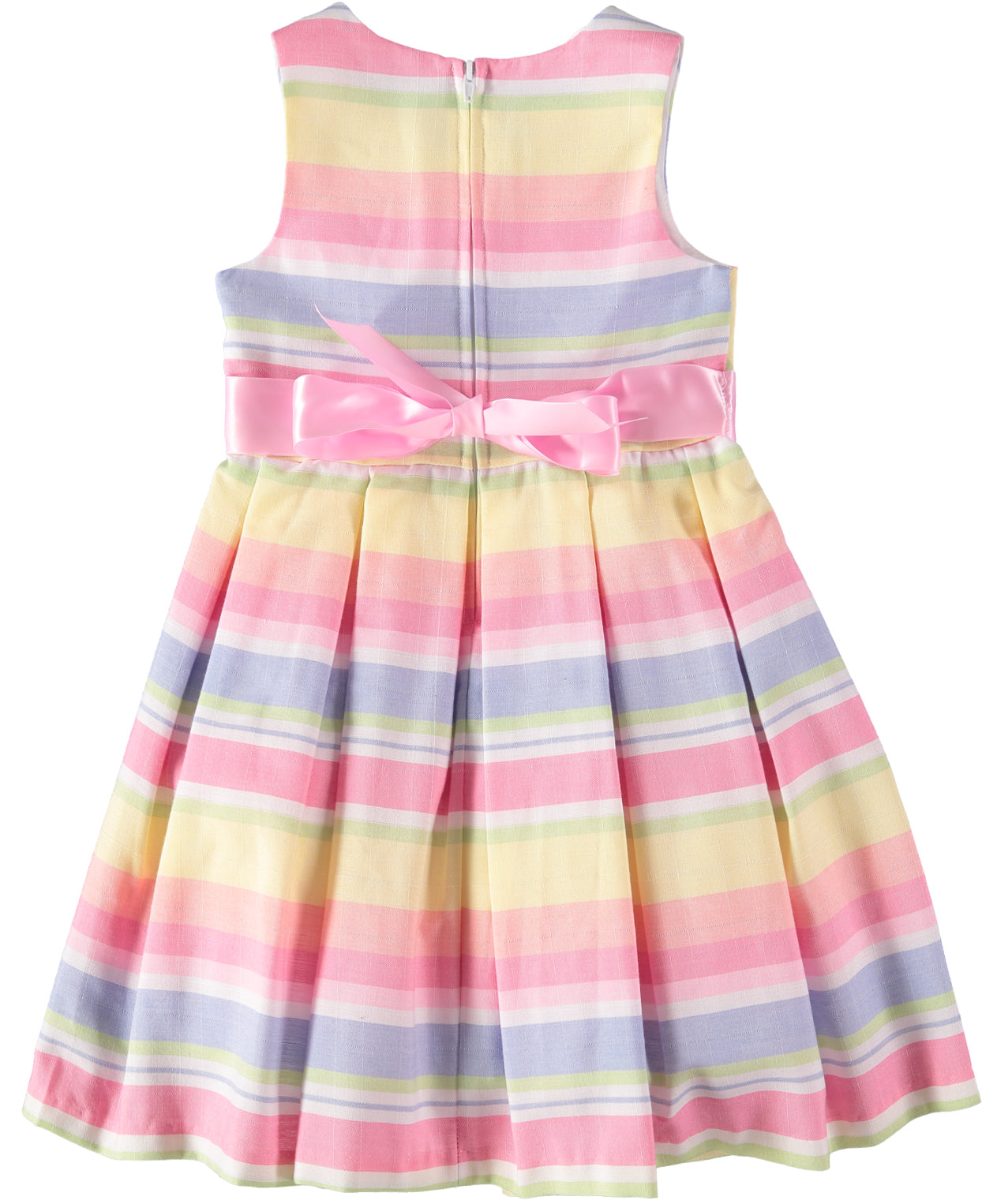 Bonnie Jean Girls Pleated Stripe Dress with Hat