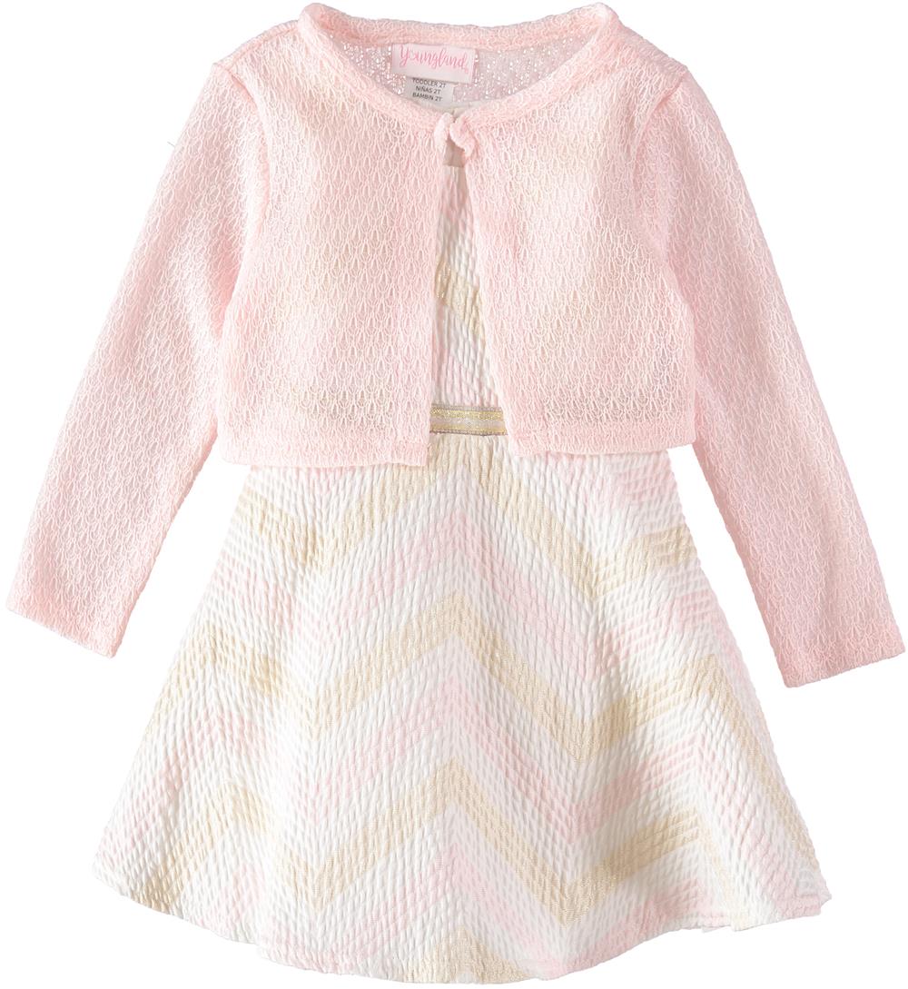 Youngland Girls 12-24 Months Chevron Shrug Dress