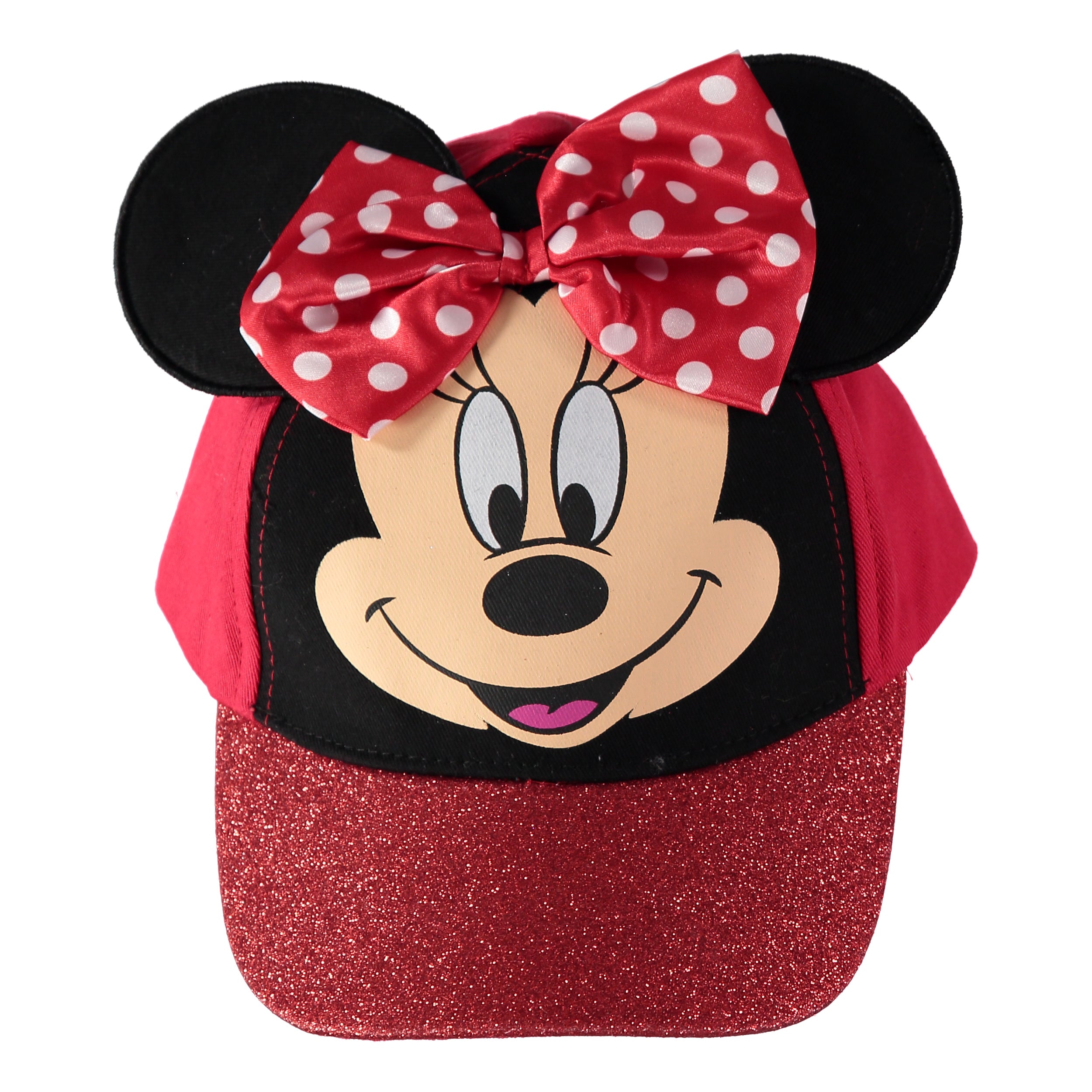 Disney Minnie Mouse Baseball Cap with 3D Ears, Bow & Glitter Rim