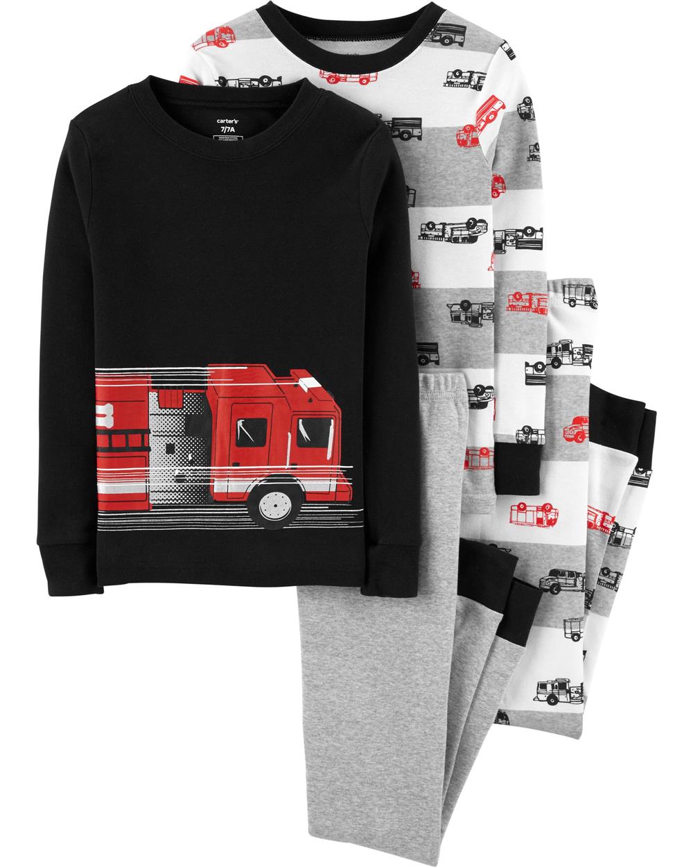 Carters Boys 4-7 Firetruck 4-Piece Pajama Set