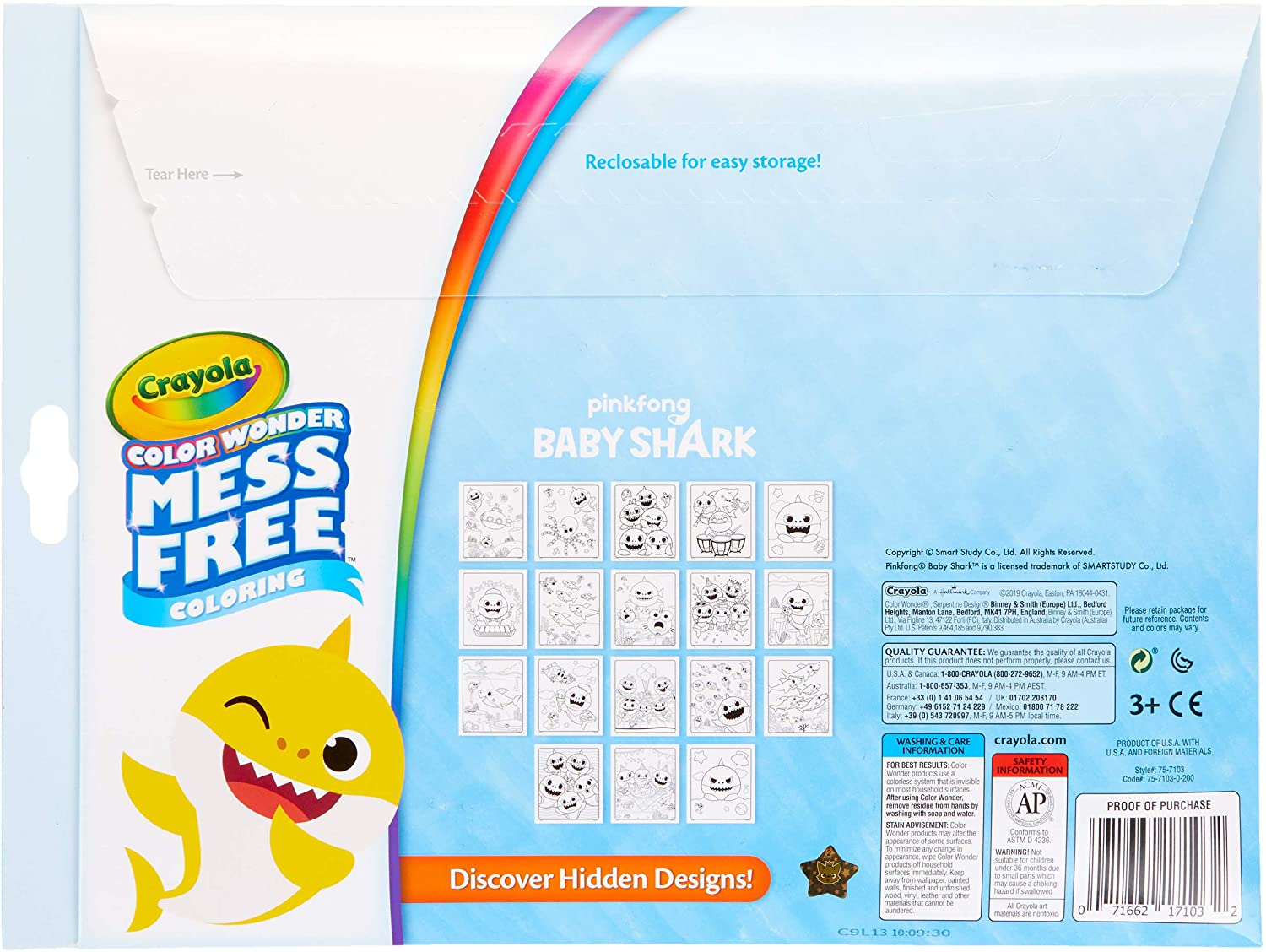 Crayola Baby Shark Wonder Pages Mess Free Coloring Gift