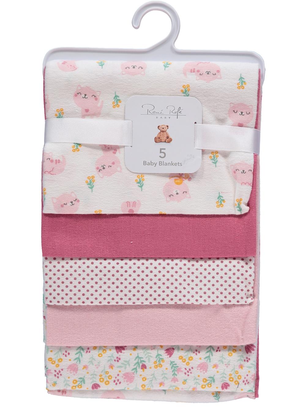 Rene Rofe Baby 5-Pack Flannel Baby Receiving Blanket