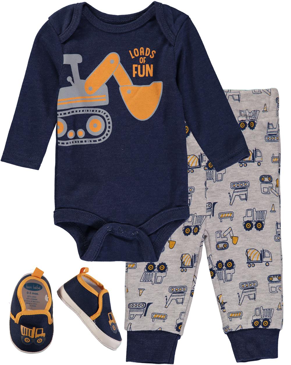 Bon Bebe Boys 0-9 Months Tractor Bodysuit Pant Set with Shoes