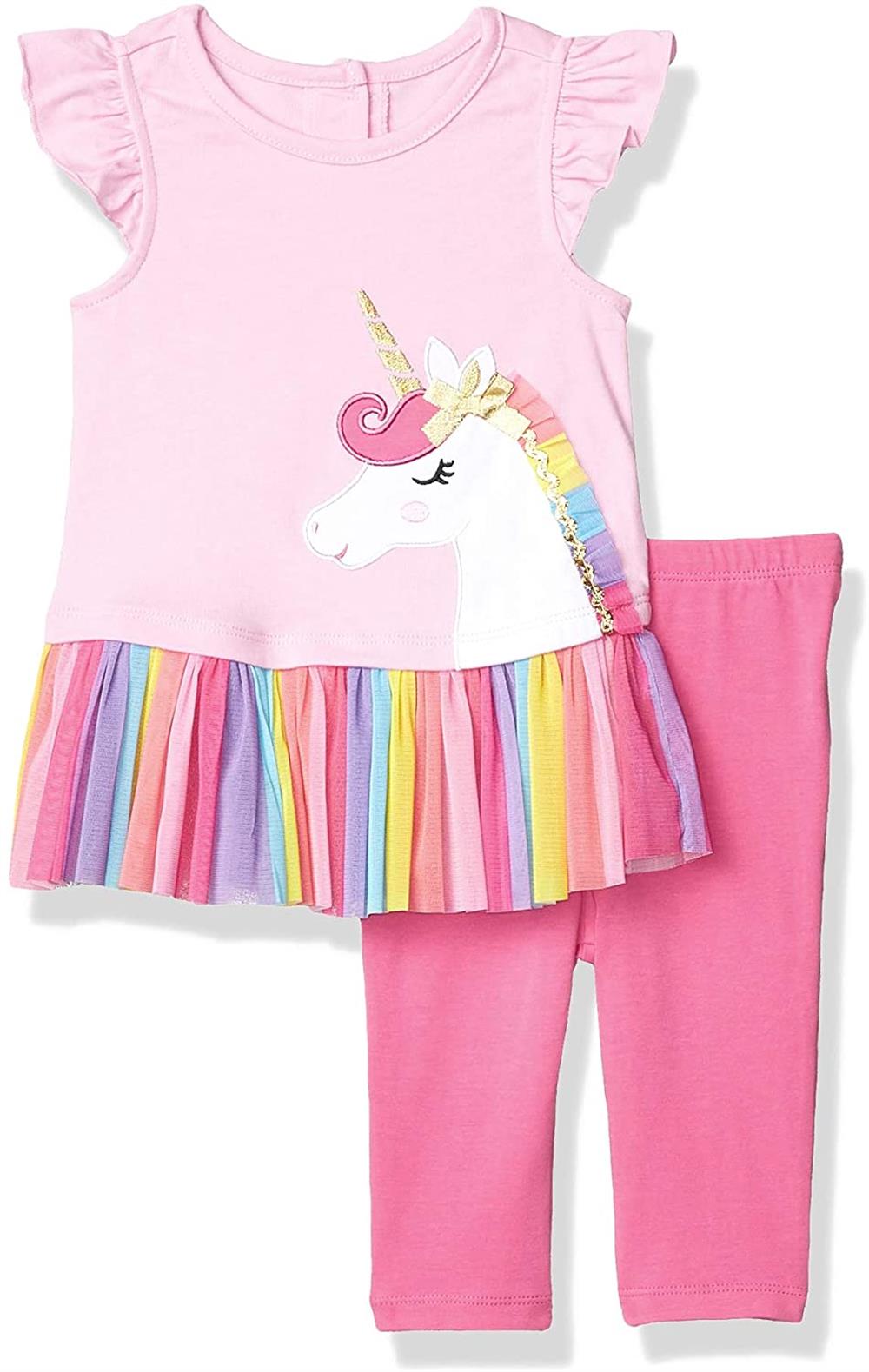 Kids Headquarters Girls 2T-4T Unicorn Rainbow Legging Set