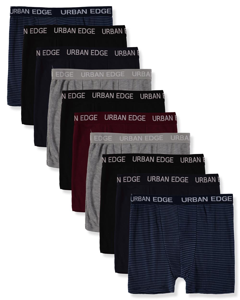 Urban Edge Mens Underwear Boxer Briefs, 10-Pack