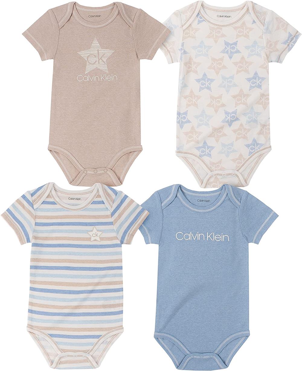 Calvin Klein Boys 0-9 Months Star 4-Pack Bodysuit Set