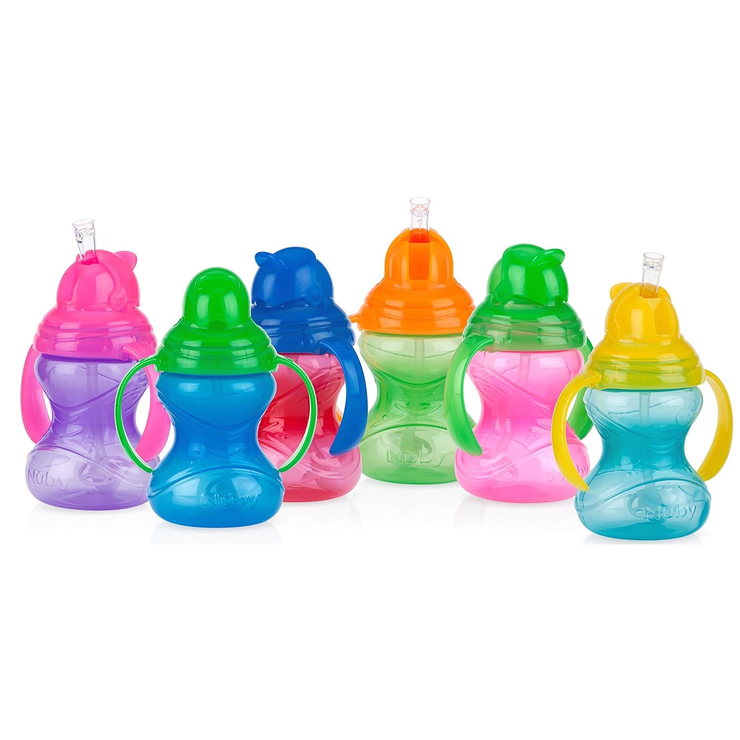 Nuby No-Spill Flip N' Sip Clik-It Cup with 360 Straw 8 oz - Colors May Vary