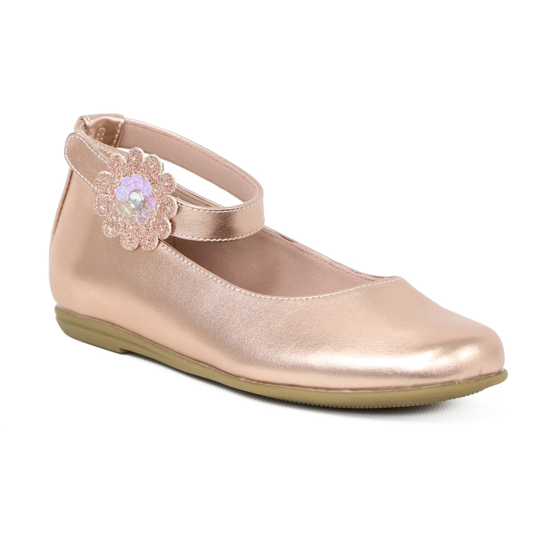 Rachel Shoes Girls 12-4 Ankle Strap Flower Ballerina Flats