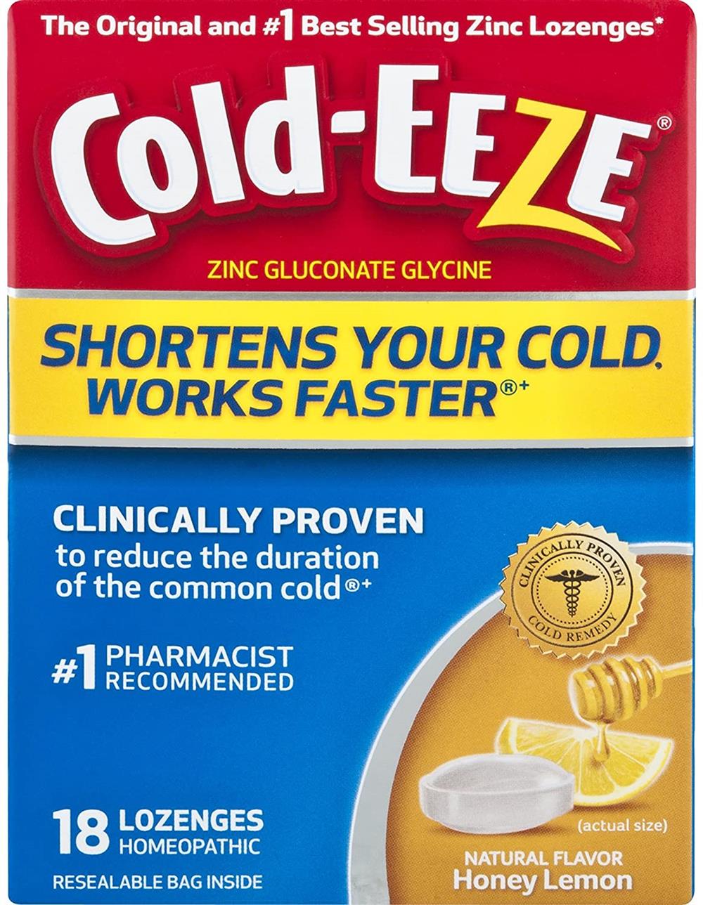 Cold-EEZE Cold Remedy Lozenges Honey Lemon, 18 Count