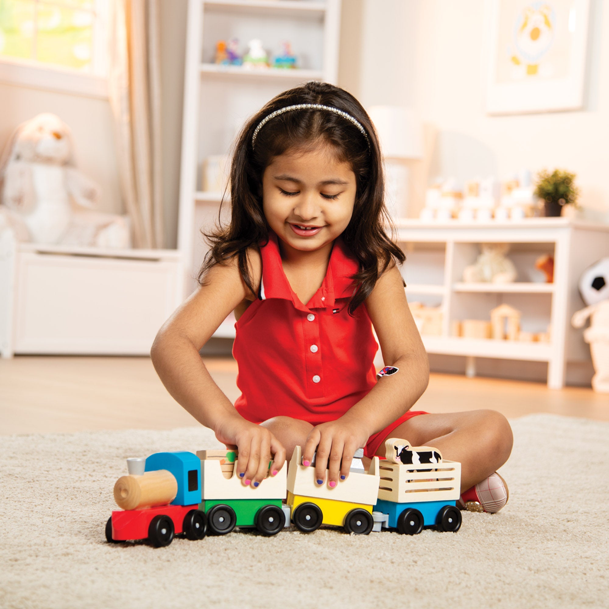 Melissa and Doug Wooden Farm Train Toy Set