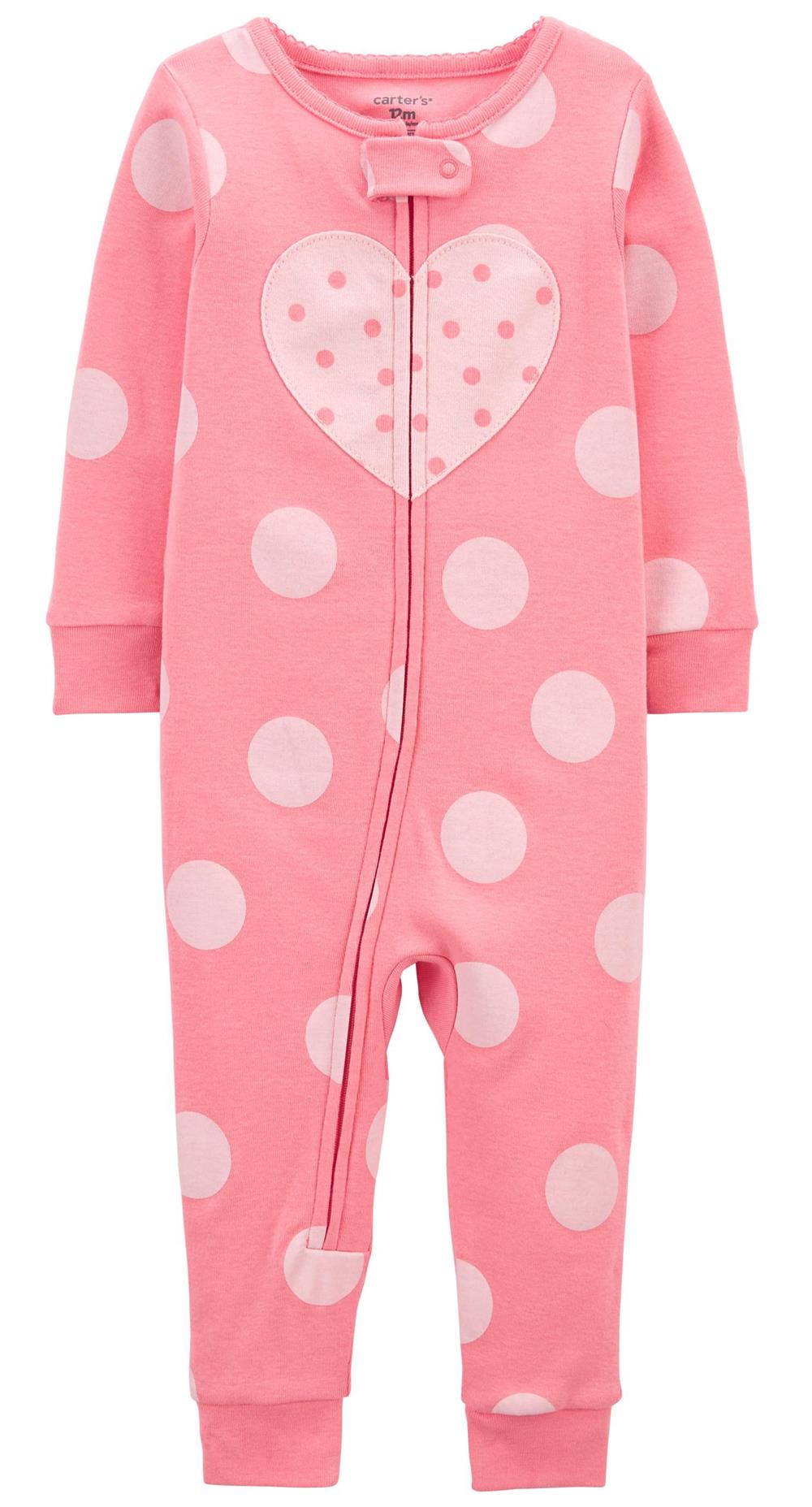 Carters Girls 2T-4T Heart 1-Piece Cotton Pajama