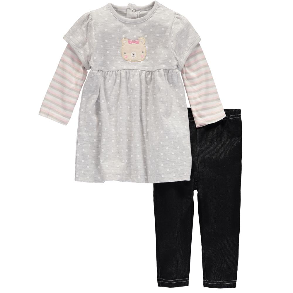 Bon Bebe Girls 12-24 Months Bear Tunic Pant Set