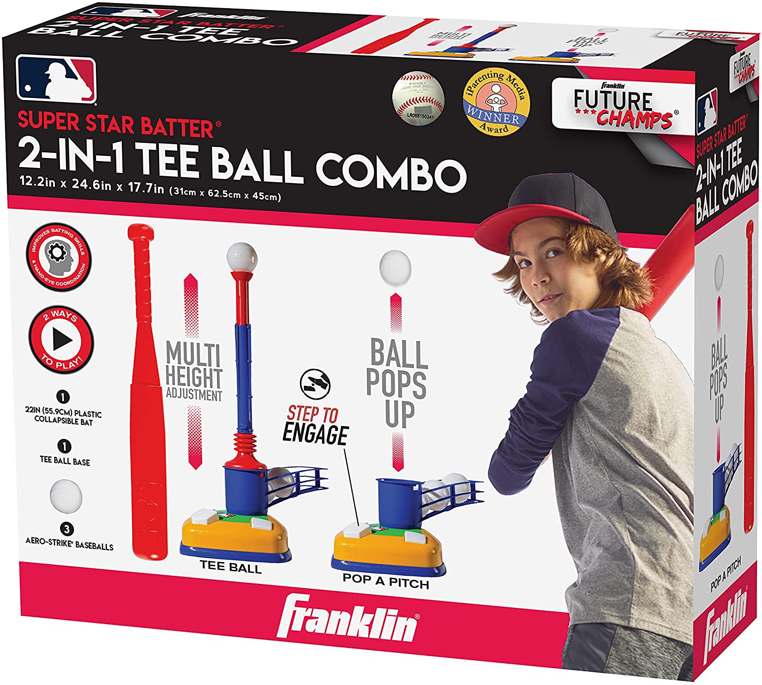 Franklin Sports Kids Teeball Tee - 2-in-1 Super Star Batter