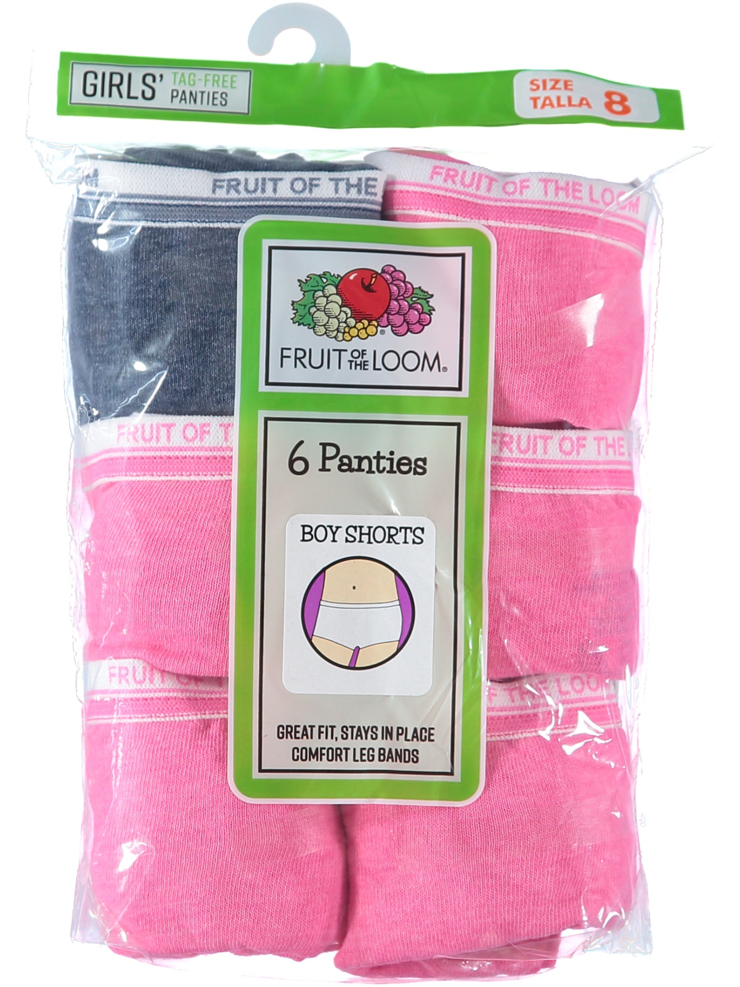 Fruit of the Loom Girls Boyshort 6-Pack