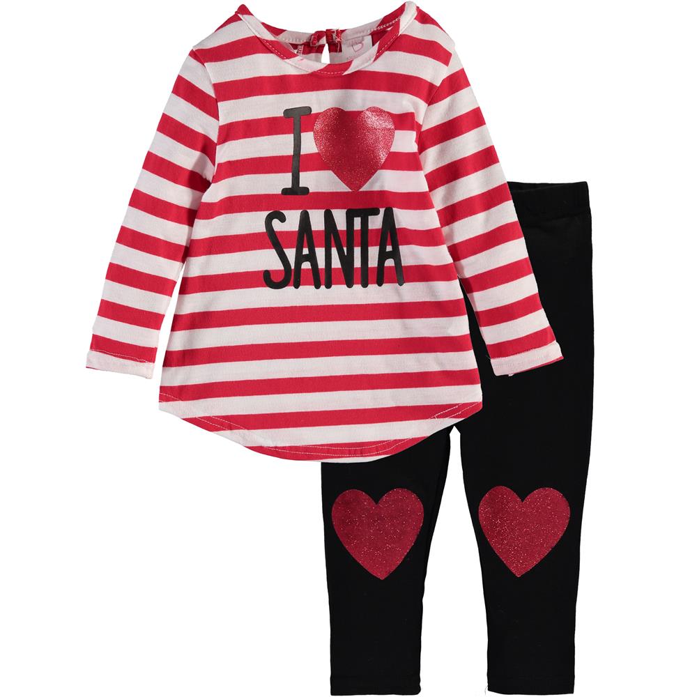 Youngland Girls 12-24 Months Santa Legging Set