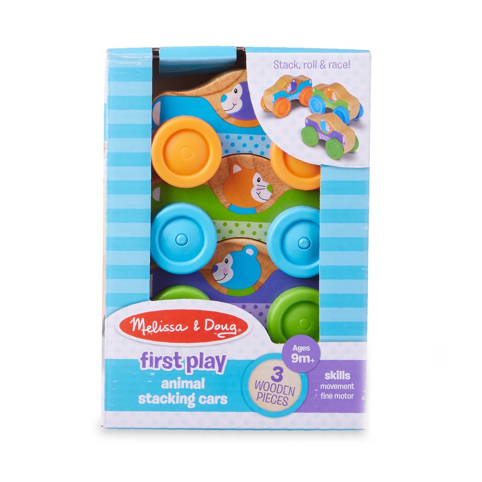 Melissa and Doug First Play Wooden Animal Stacking Cars