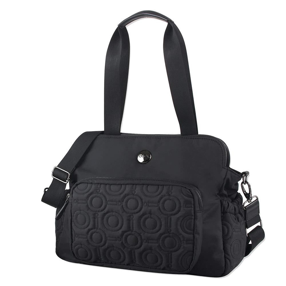 OiOi Quilt Triple Tote Baby Diaper Bag Satchel - Black