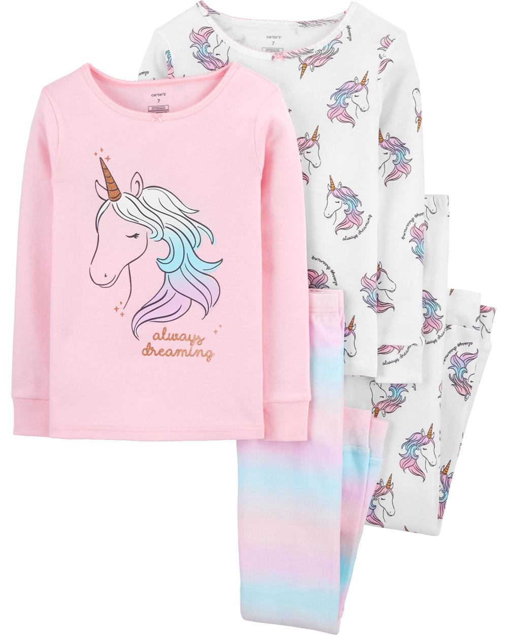 Carters Girls 4-6X Unicorn 4-Piece Pajama Set