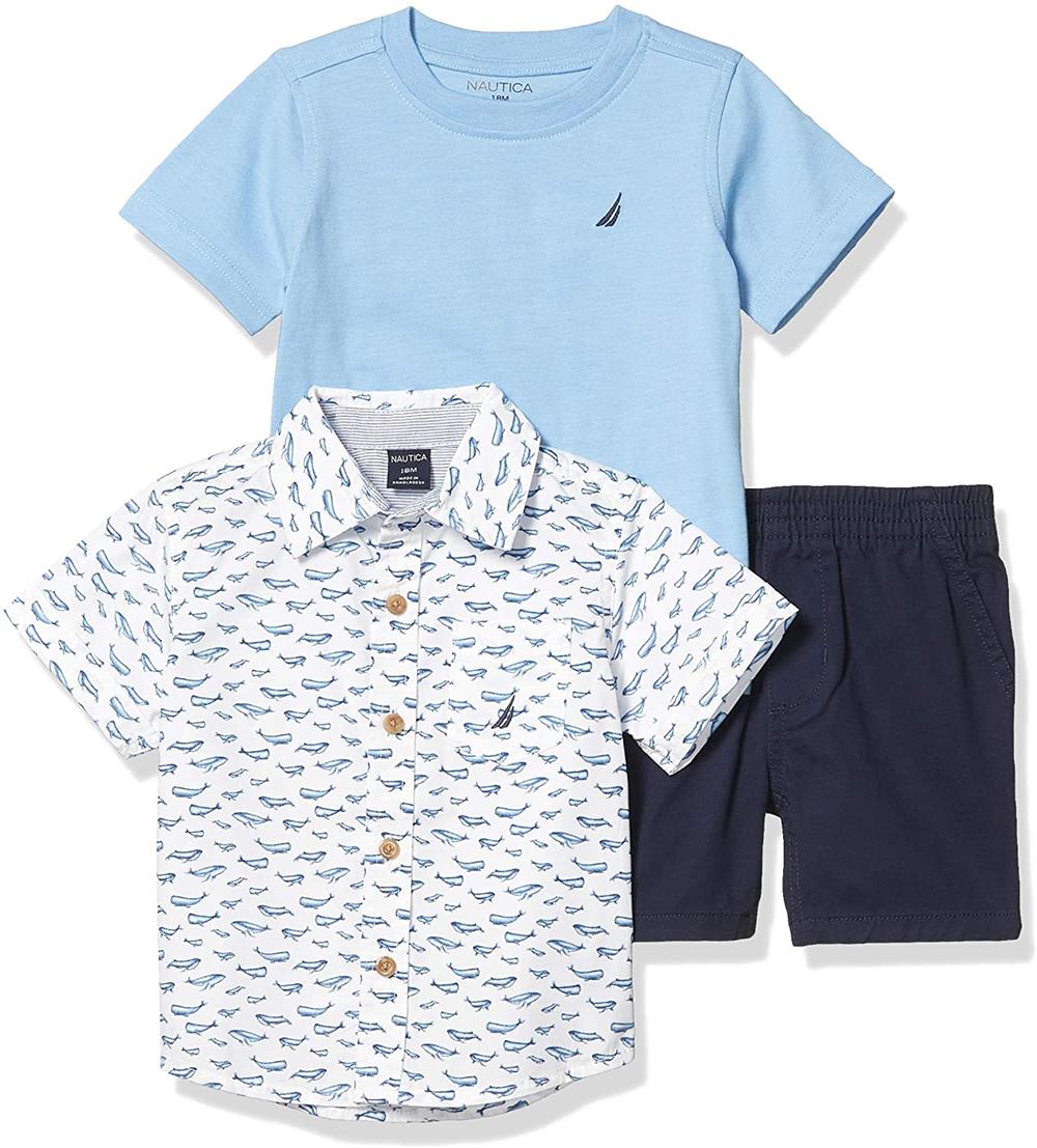 Nautica Whale 3 Piece Woven Short Set