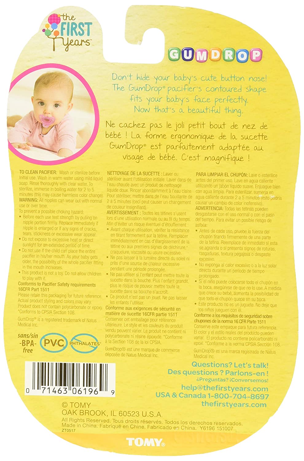 The First Years Gumdrop 2 Pack Pacifiers, 3-6 Months, Colors May Vary