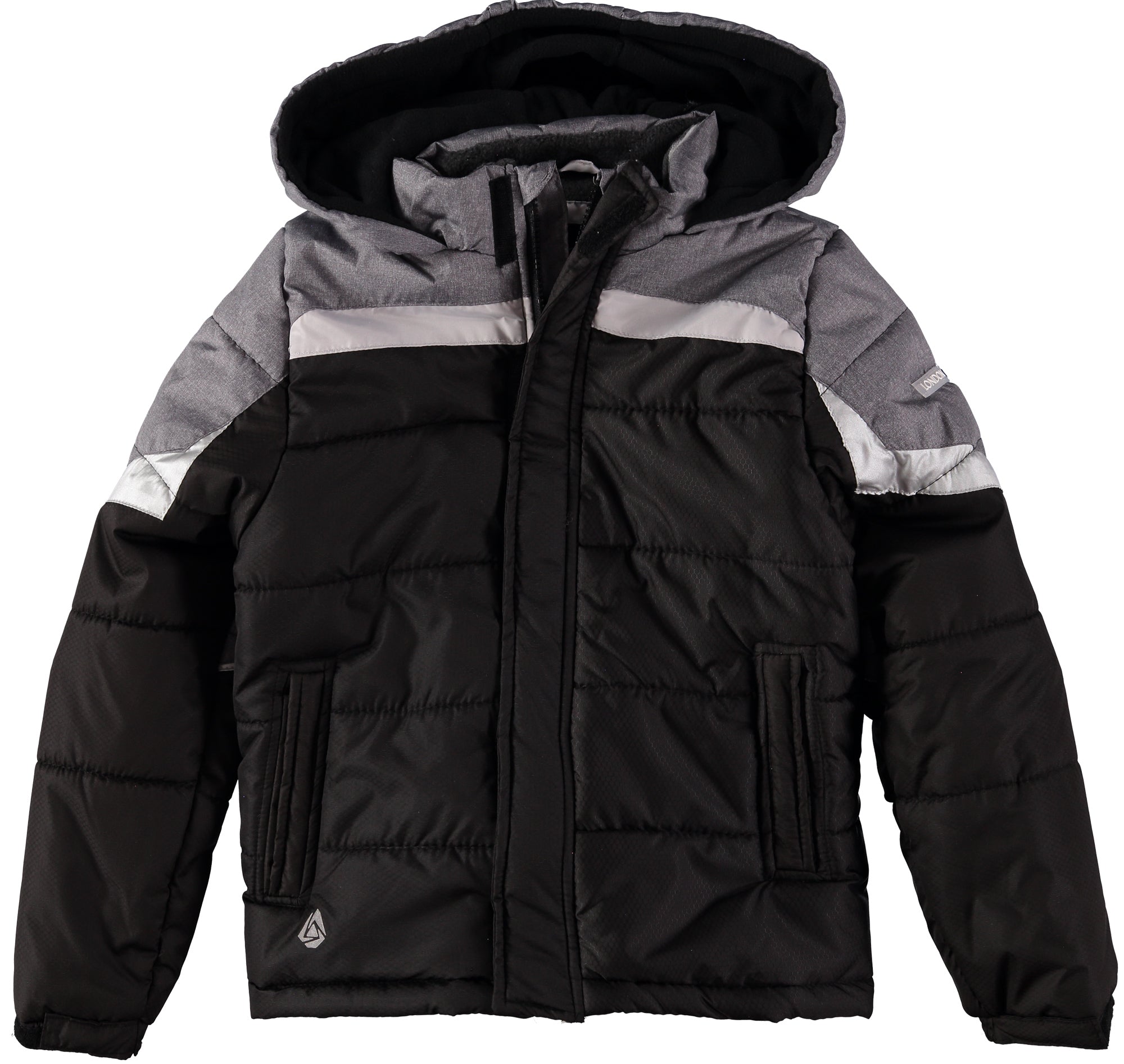 London Fog Boys 8-20 Pieced Colorblock Puffer Jacket with Hat