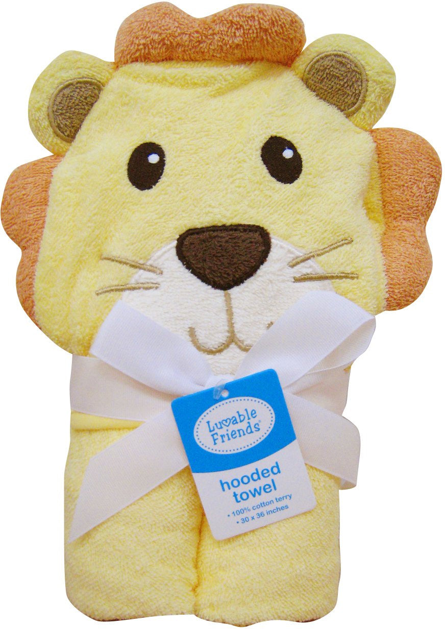 Luvable Friends Animal Face Hooded Towel, Lion