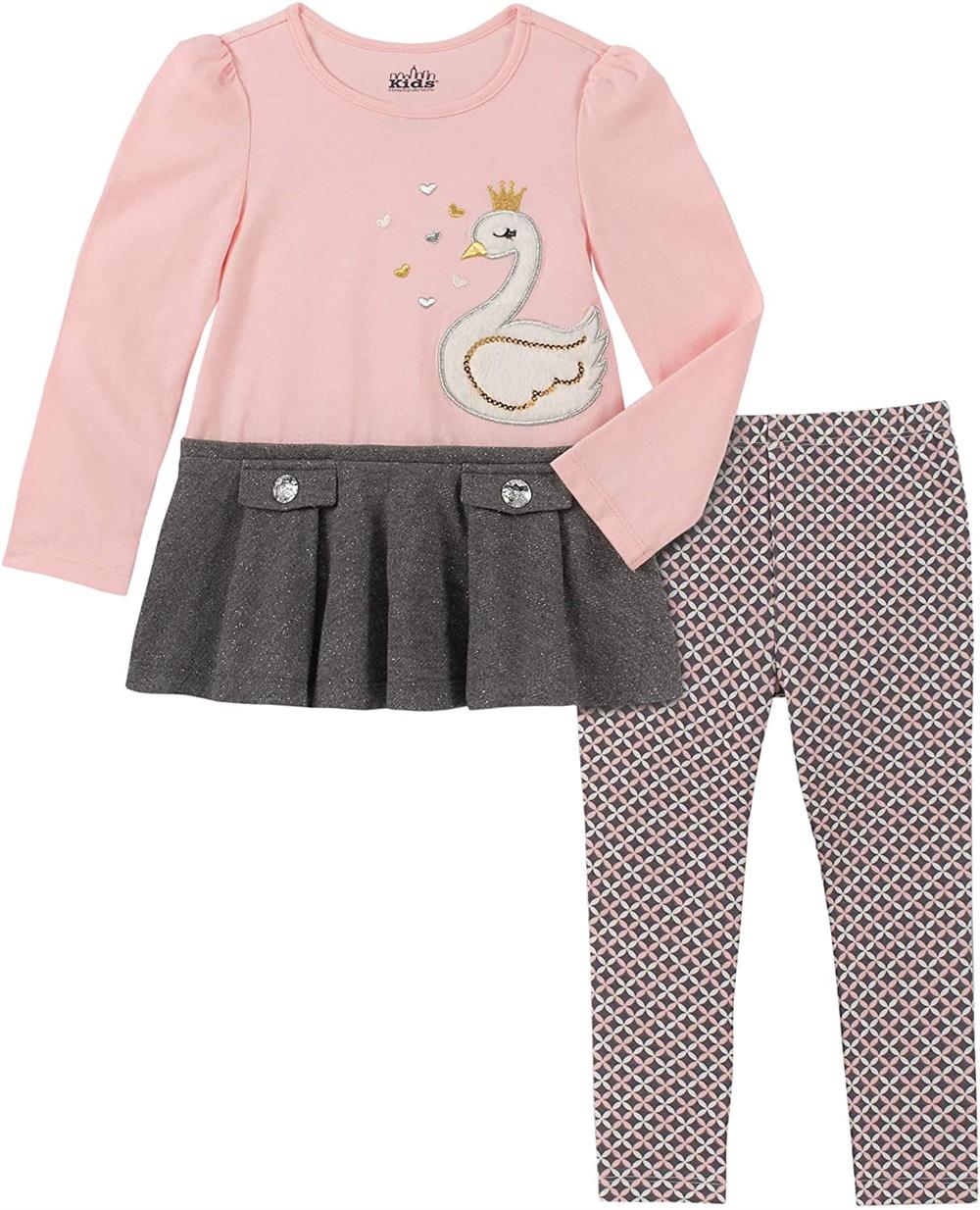 Kids Headquarters Swan Tunic Legging Set