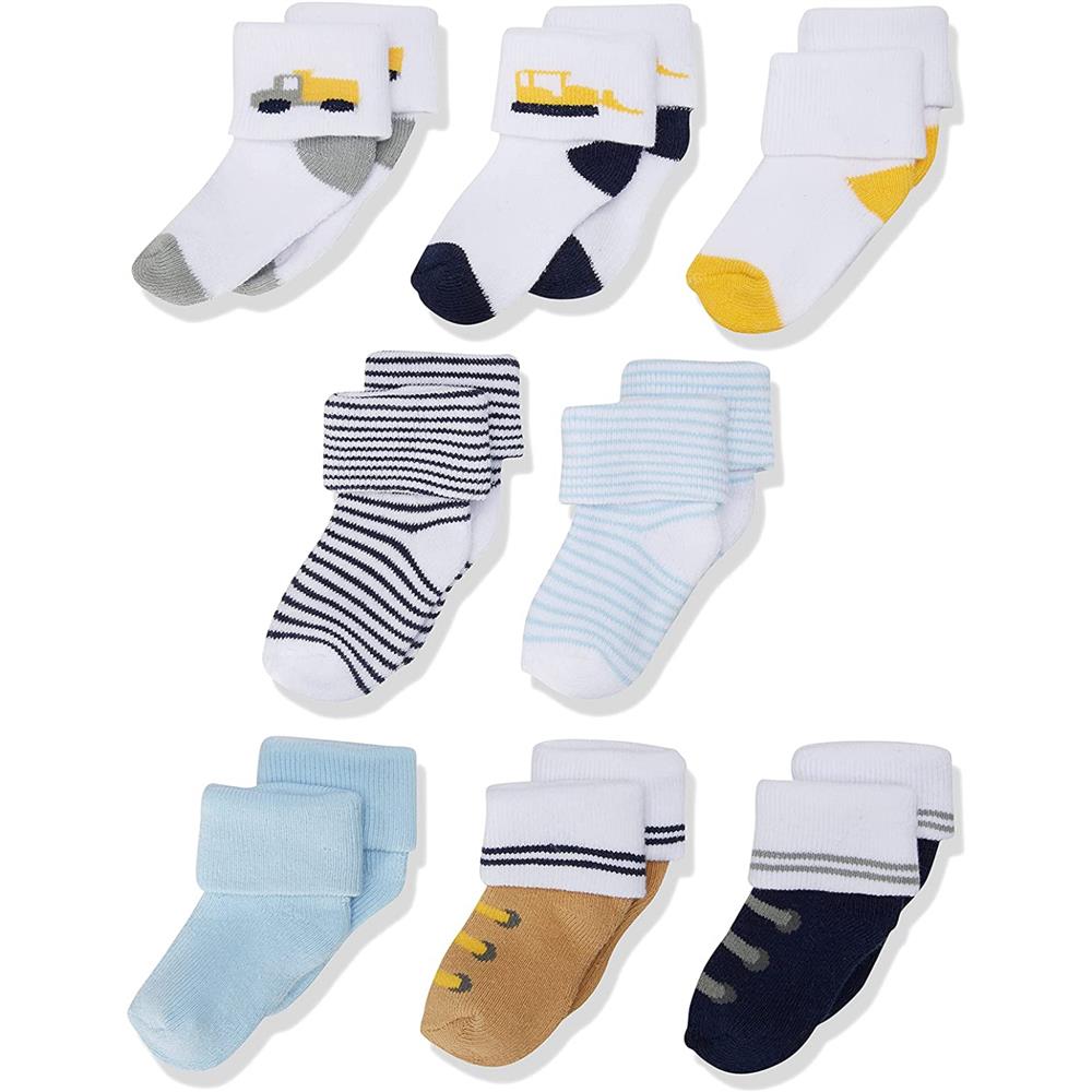 Luvable Friends Newborn Baby Boys 8 Pack Cotton Terry Socks