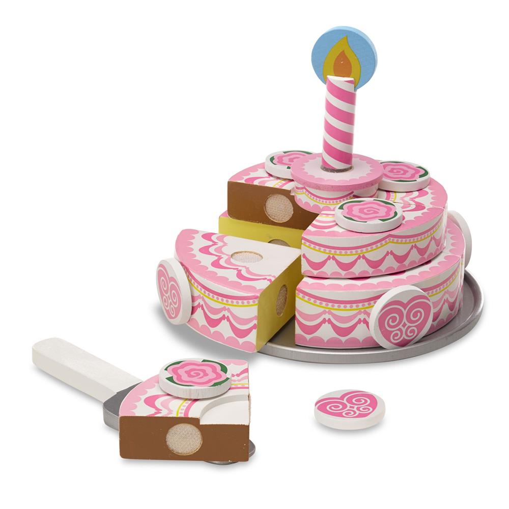 Melissa and Doug Triple-Layer Party Cake - Wooden Play Food