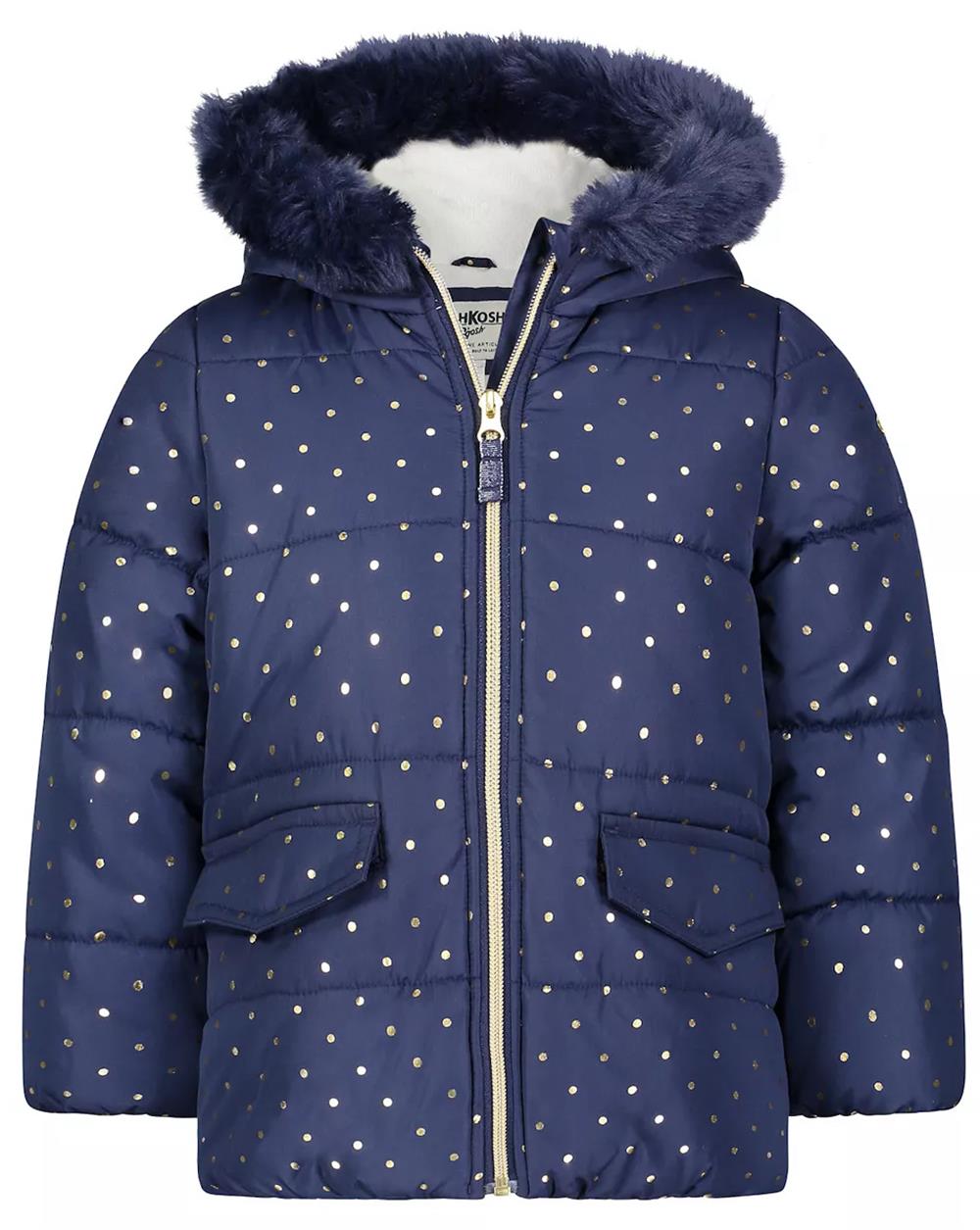 Osh Kosh Girls 4-6X Fur Dot Parka